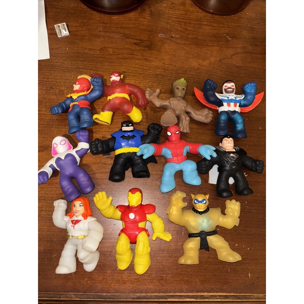 Heroes of Goo Jit Zu Lot of 11 Action Figures Lot Marvel Liquid Gold DC